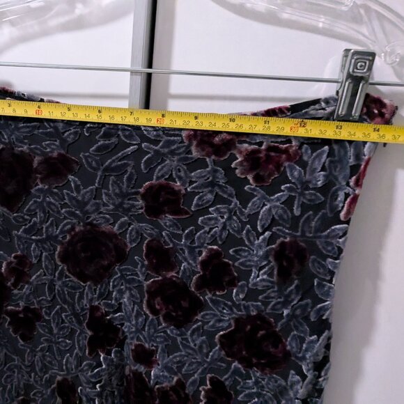 90s Mevisto Cut Velvet Floral Midi/Maxi Skirt Medium - Picture 4 of 10